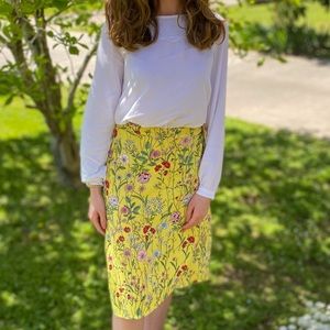 Yellow Floral Wrap Skirt